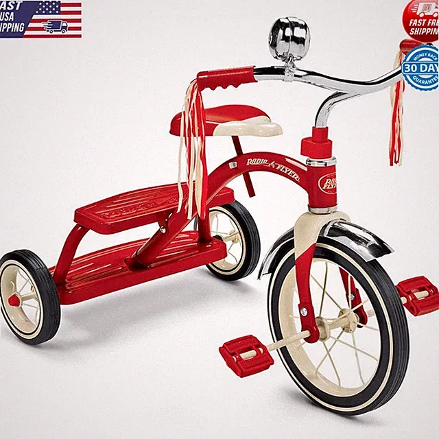 Classic Red Dual Deck Tricycle 12" Wheel Adjustable Seat Safe Riding Toys New